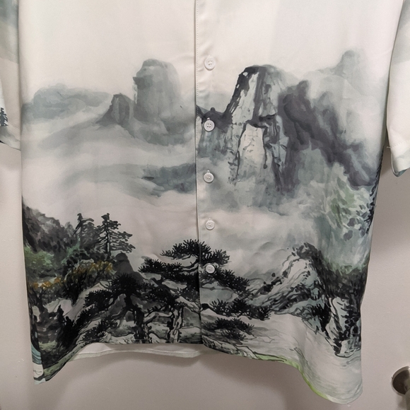 Y.T.G. LA Landscape Waterpaint Button Down Collar Shirt Rare NWT - Picture 2 of 11